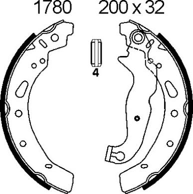 BSF 01780 - Комплект тормозных колодок, барабанные autospares.lv