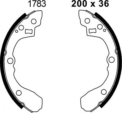 BSF 01783 - Комплект тормозных колодок, барабанные autospares.lv