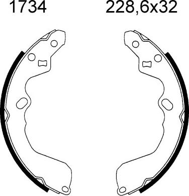 BSF 01734 - Комплект тормозных колодок, барабанные autospares.lv