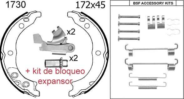 BSF 01730KC - Комплект тормозов, ручник, парковка autospares.lv