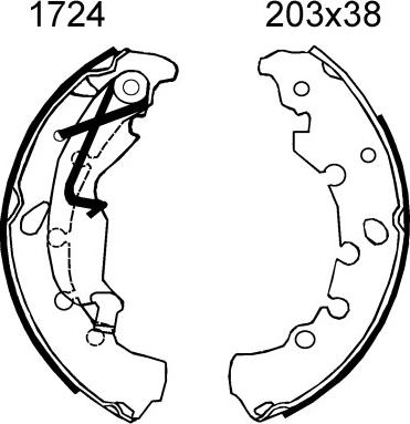 BSF 01724 - Комплект тормозных колодок, барабанные autospares.lv