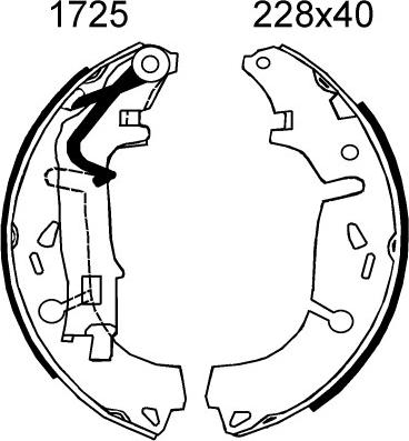 BSF 01725 - Комплект тормозных колодок, барабанные autospares.lv
