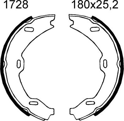 BSF 01728 - Комплект тормозов, ручник, парковка autospares.lv