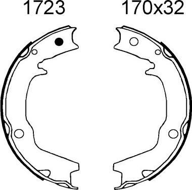 BSF 01723 - Комплект тормозов, ручник, парковка autospares.lv