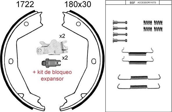 BSF 01722KC - Комплект тормозов, ручник, парковка autospares.lv