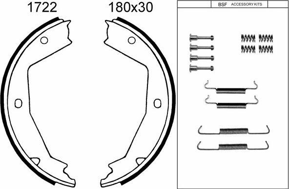 BSF 01722K - Комплект тормозов, ручник, парковка autospares.lv