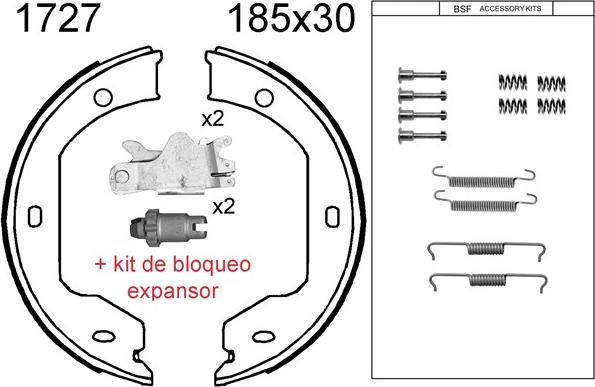 BSF 01727KC - Комплект тормозов, ручник, парковка autospares.lv