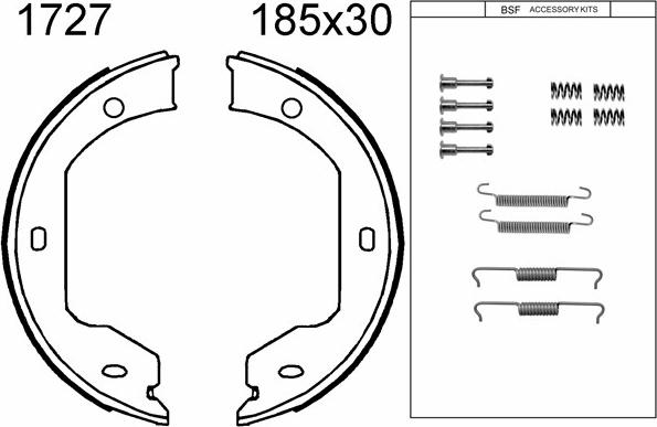 BSF 01727K - Комплект тормозов, ручник, парковка autospares.lv