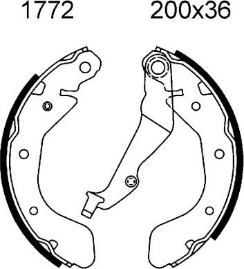 BSF 01772 - Комплект тормозных колодок, барабанные autospares.lv