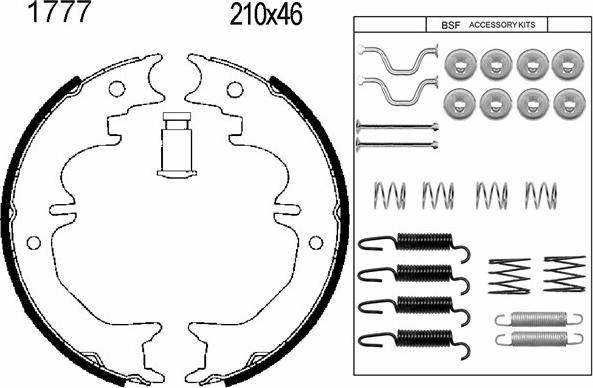 BSF 01777K - Комплект тормозов, ручник, парковка autospares.lv