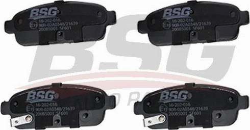 BSG BSG 16-202-016 - Тормозные колодки, дисковые, комплект autospares.lv