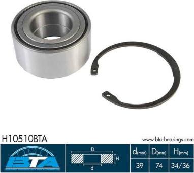 BTA H10510BTA - Подшипник ступицы колеса, комплект autospares.lv