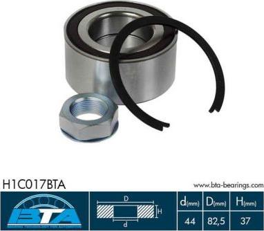 BTA H1C017BTA - Подшипник ступицы колеса, комплект autospares.lv