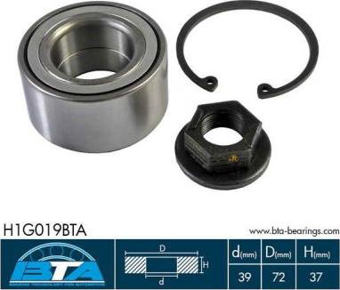 BTA H1G019BTA - Подшипник ступицы колеса, комплект autospares.lv