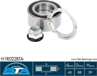 BTA H1R022BTA - Подшипник ступицы колеса, комплект autospares.lv