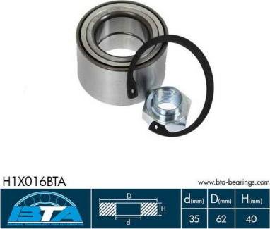 BTA H1X016BTA - Подшипник ступицы колеса, комплект autospares.lv