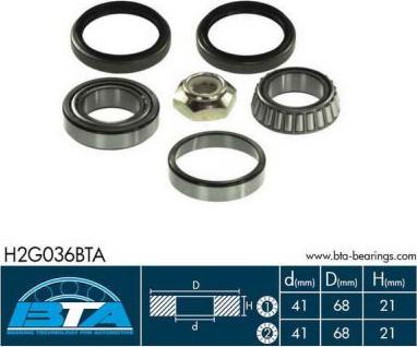 BTA H2G036BTA - Подшипник ступицы колеса, комплект autospares.lv