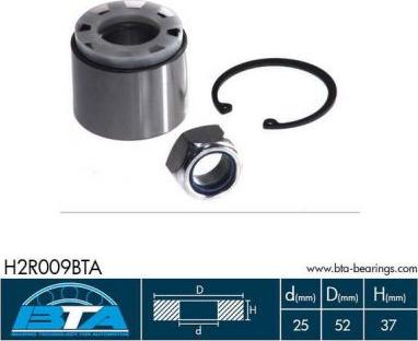 BTA H2R009BTA - Подшипник ступицы колеса, комплект autospares.lv