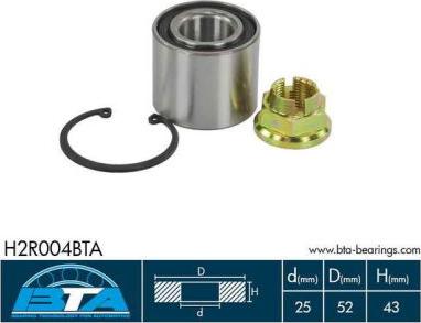 BTA H2R004BTA - Подшипник ступицы колеса, комплект autospares.lv