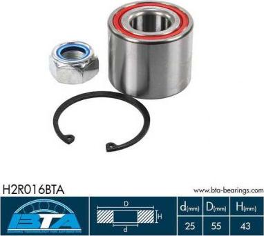 BTA H2R016BTA - Подшипник ступицы колеса, комплект autospares.lv