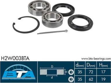 BTA H2W003BTA - Подшипник ступицы колеса, комплект autospares.lv