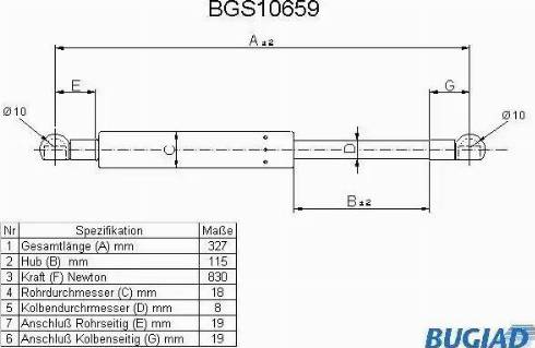 Bugiad BGS10659 - Газовая пружина, капот autospares.lv