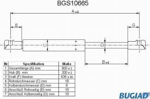 Bugiad BGS10665 - Газовая пружина, упор autospares.lv