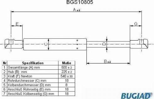 Bugiad BGS10805 - Газовая пружина, упор autospares.lv