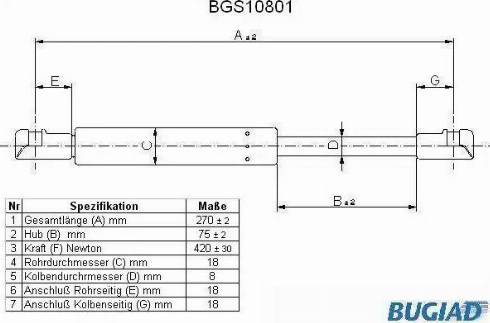 Bugiad BGS10801 - Газовая пружина, упор autospares.lv