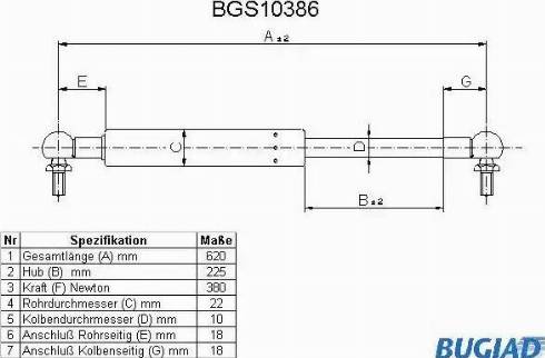 Bugiad BGS10386 - Газовая пружина, упор autospares.lv