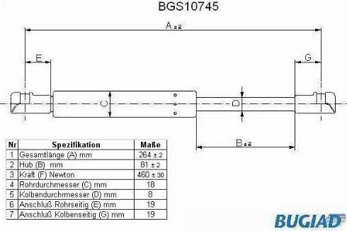 Bugiad BGS10745 - Газовая пружина, упор autospares.lv