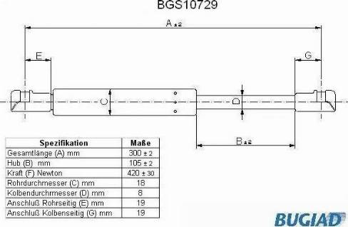 Bugiad BGS10729 - Газовая пружина, упор autospares.lv