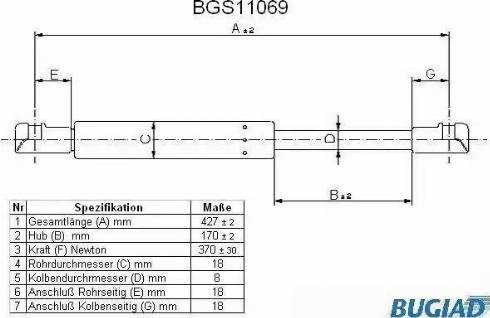 Bugiad BGS11069 - Газовая пружина, упор autospares.lv