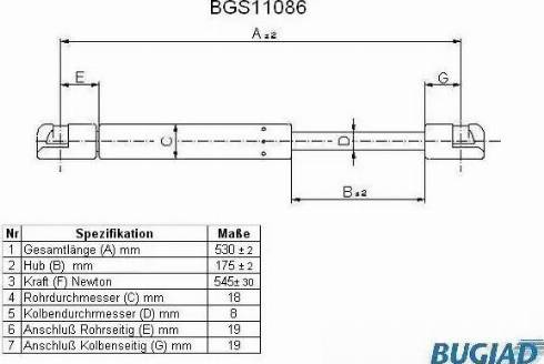 Bugiad BGS11086 - Газовая пружина, упор autospares.lv