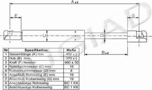 Bugiad BGS11161 - Газовая пружина, упор autospares.lv