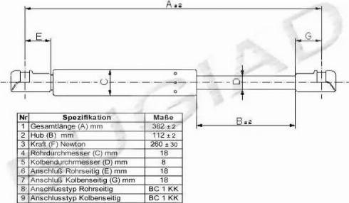 Bugiad BGS11130 - Газовая пружина, упор autospares.lv