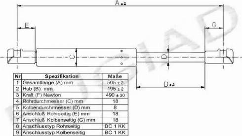 Bugiad BGS11202 - Газовая пружина, упор autospares.lv