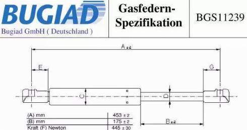 Bugiad BGS11239 - Газовая пружина, упор autospares.lv