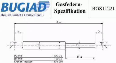 Bugiad BGS11221 - Газовая пружина, заднее стекло autospares.lv