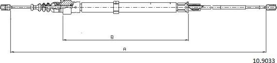 Cabor 10.9033 - Тросик, cтояночный тормоз autospares.lv