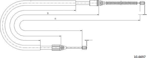 Cabor 10.6697 - Тросик, cтояночный тормоз autospares.lv