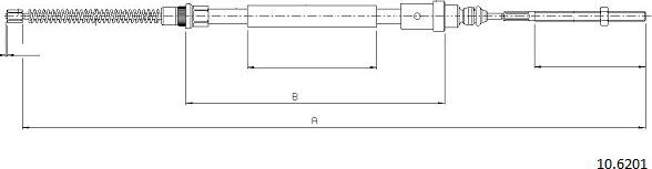 Cabor 10.6201 - Тросик, cтояночный тормоз autospares.lv