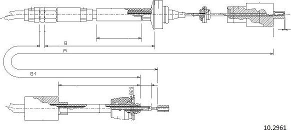 Cabor 10.2961 - Трос, управление сцеплением autospares.lv