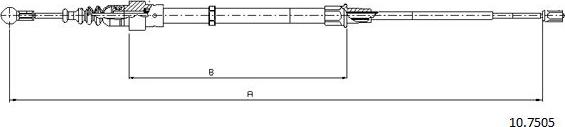 Cabor 10.7505 - Тросик, cтояночный тормоз autospares.lv