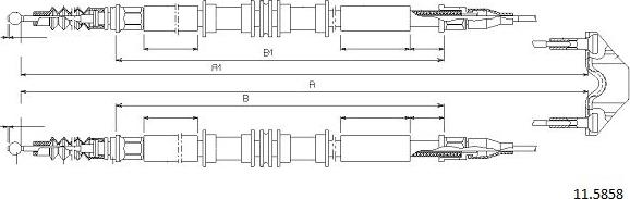 Cabor 11.5858 - Тросик, cтояночный тормоз autospares.lv