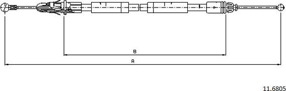 Cabor 11.6805 - Тросик, cтояночный тормоз autospares.lv