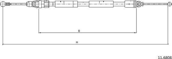 Cabor 11.6808 - Тросик, cтояночный тормоз autospares.lv