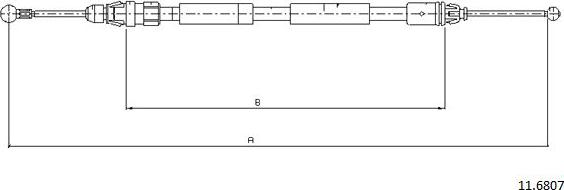 Cabor 11.6807 - Тросик, cтояночный тормоз autospares.lv