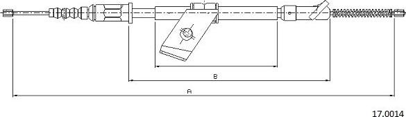 Cabor 17.0014 - Тросик, cтояночный тормоз autospares.lv