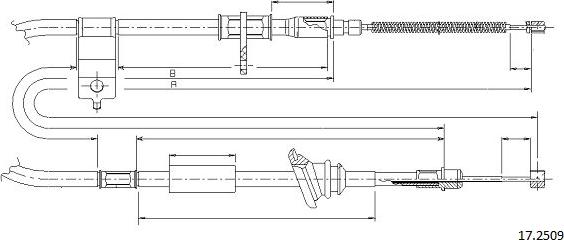 Cabor 17.2509 - Тросик, cтояночный тормоз autospares.lv